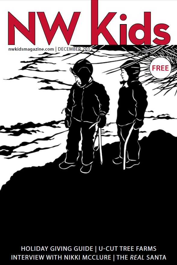 December 2012 Cover NW Kids - illustration of two boys in winter