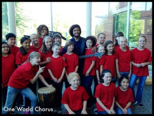 Aaron with kids  from the Portland area One World Chorus. Photo by  Melissa Heinonin