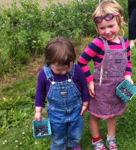 girls berry picking